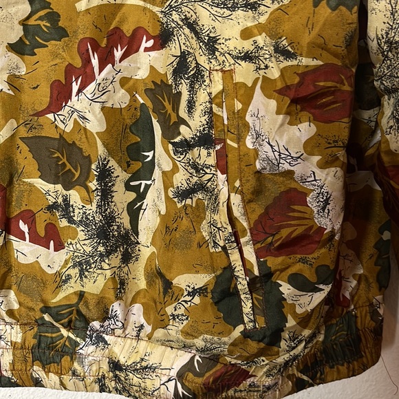 Vintage Studio Sportif Silk leaf pattern Bomber Jacket L - Picture 4 of 6